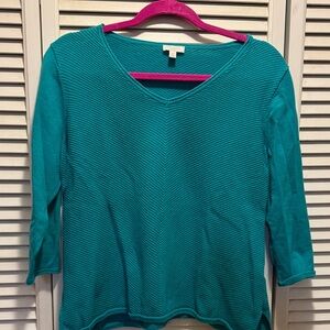 Talbots Teal Knit Top ~ Size Medium Petite